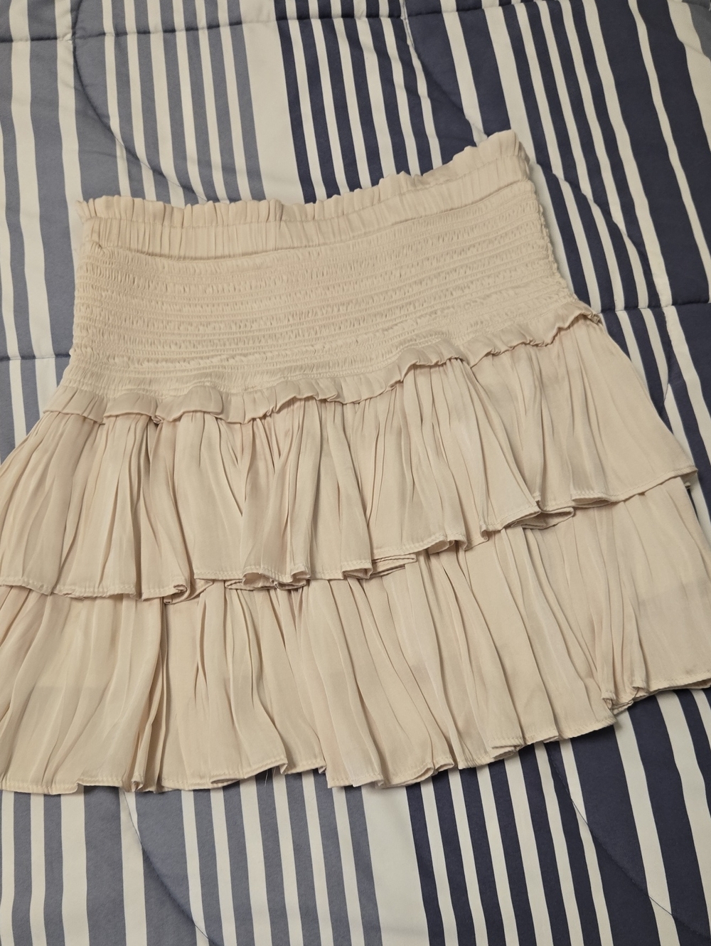 Women's Cream Tiered Ruffle Skirt